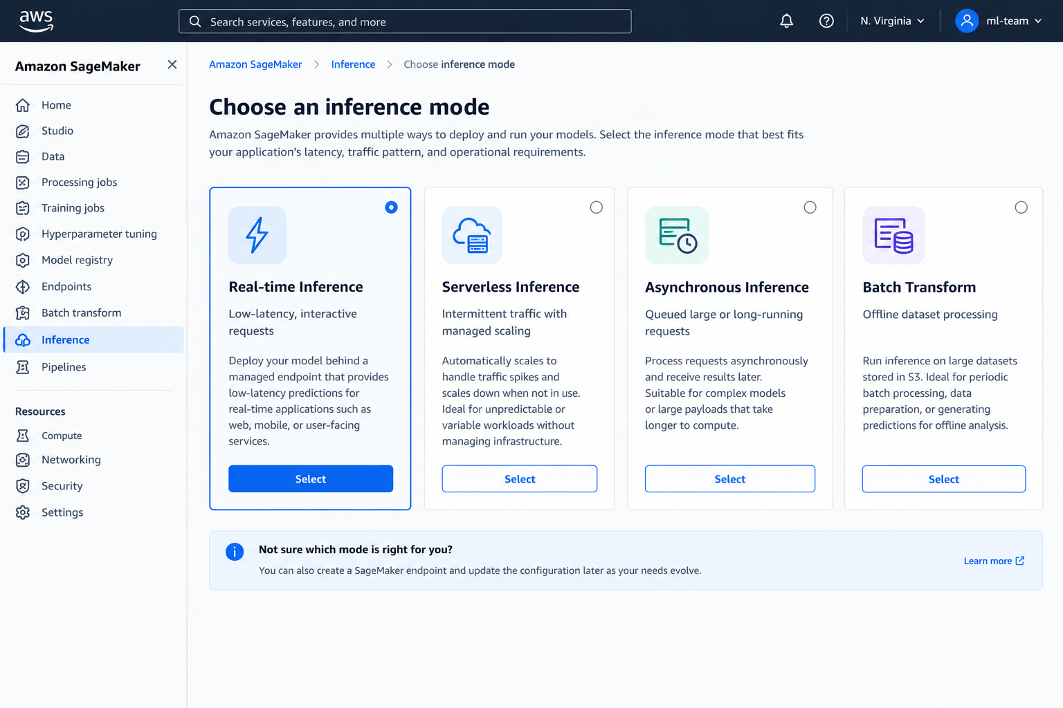 SageMaker inference options
